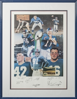 New York Giants Signed Lithograph Featuring Gifford, Simms, Taylor, Huff, Conerly, Hein, Robustelli & Tittle (JSA)